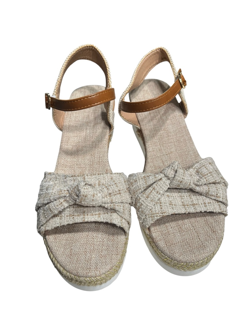 Wedge Espadrille Sandals w/Teed Knot Top and Ankle Strap - Size 39/8 - Picture 3 of 7